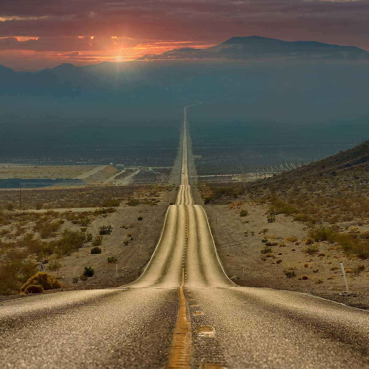 Affiche paysage roadtrip Affiche sous cadre noir