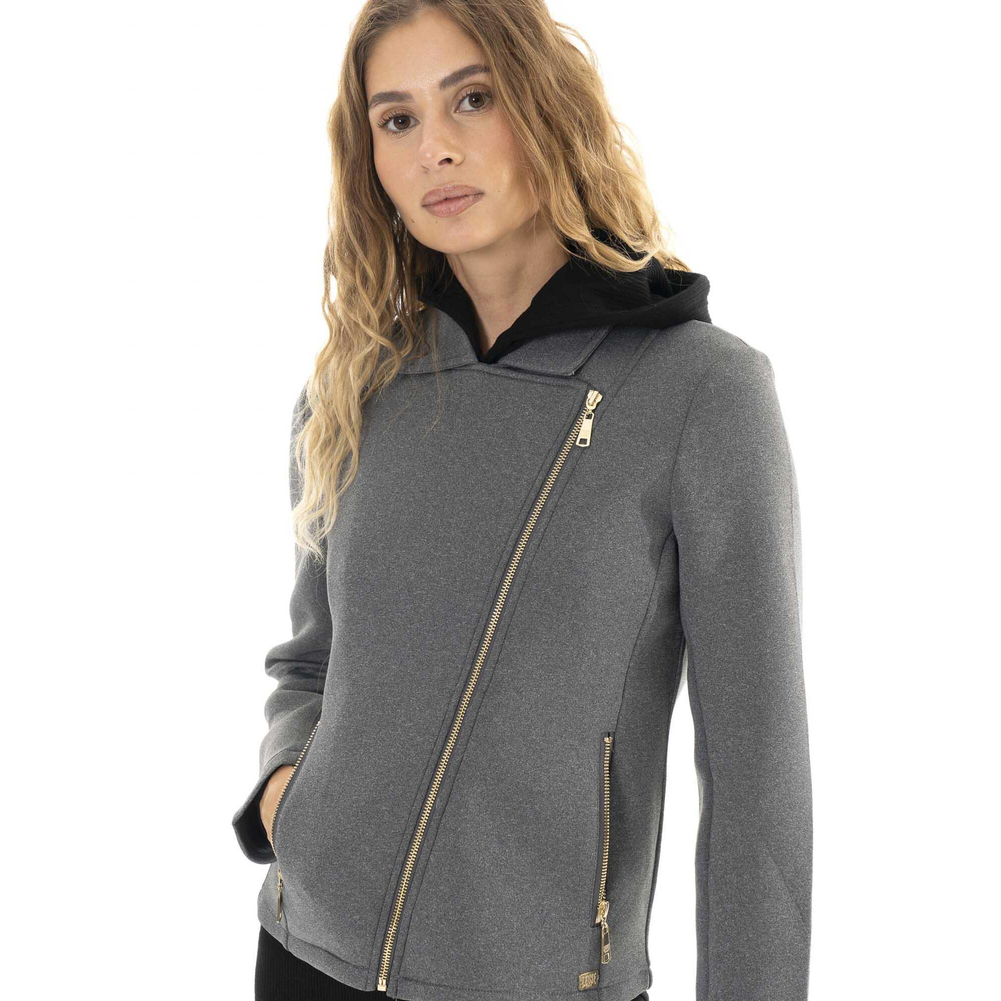 Chaqueta de neopreno con cremallera asimétrica "Authentic Gold" para mujer