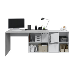 Mesa Escritorio Office 74x136x139 Cm Blanco Artik Y Cemento
