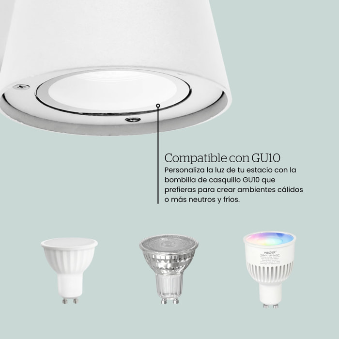 FORLIGHT Cone aplique de uso exterior para bombilla GU10 en color blanco