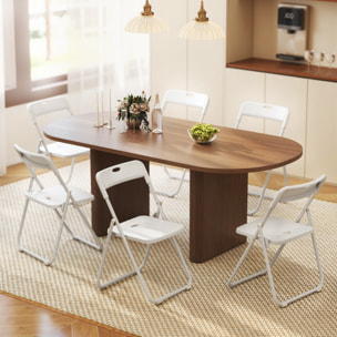 Lot de 6 chaises pliantes grand confort assise concave dossier incurvé fente poignée acier PP blanc