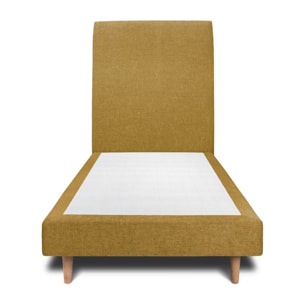 Lit avec tête de lit tapissée tissu et sommier tapissier ep14