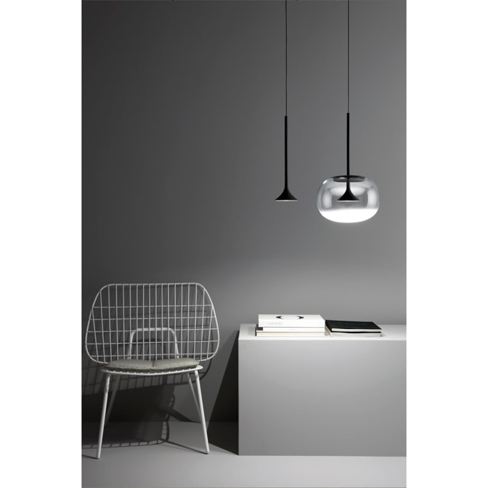 LEDS C4 Colgante Alive Single LED 8.5 Blanco cálido - 2700K ON-OFF Negro 492lm