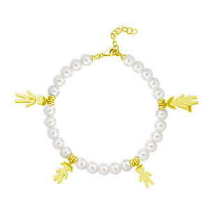 Bracciale Love Makes a Family Papà-Bimba-Bimbo-Lei Perle Argento Gold