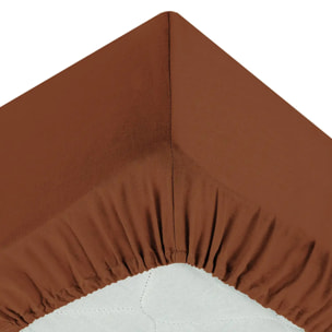 Drap-housse "Carina" en coton 140x190cm rose terracotta
