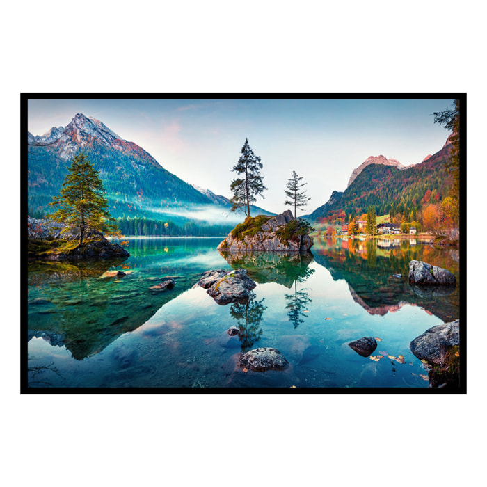 Affiche encadrée paysage de montagne Affiche + cadre en métal - Noir