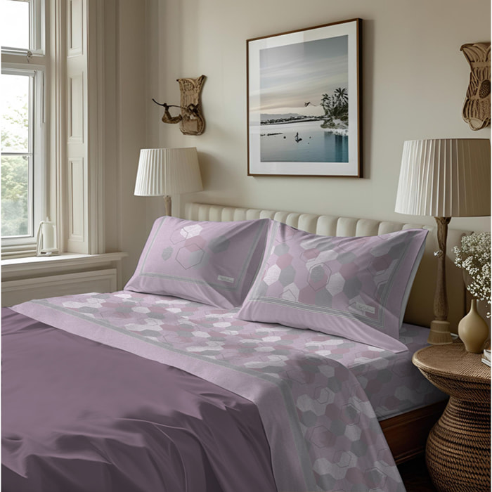 Completo letto in flanella bologna rosa flanella 100% cotone
