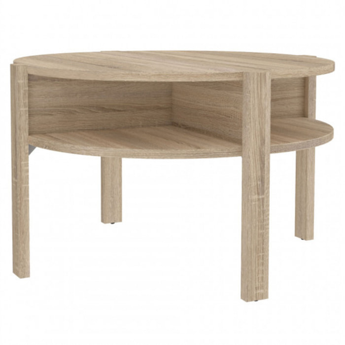 Table basse ronde en bois avec niches - 5 coloris - BAGO