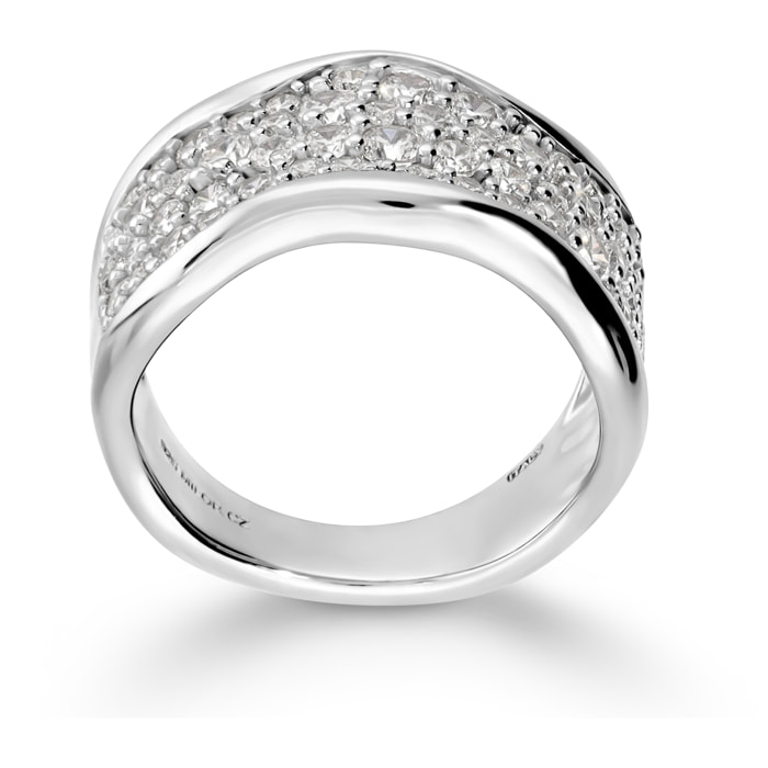 Anello a Fascia in Argento 925 con Pavé di Cubic Zirconia