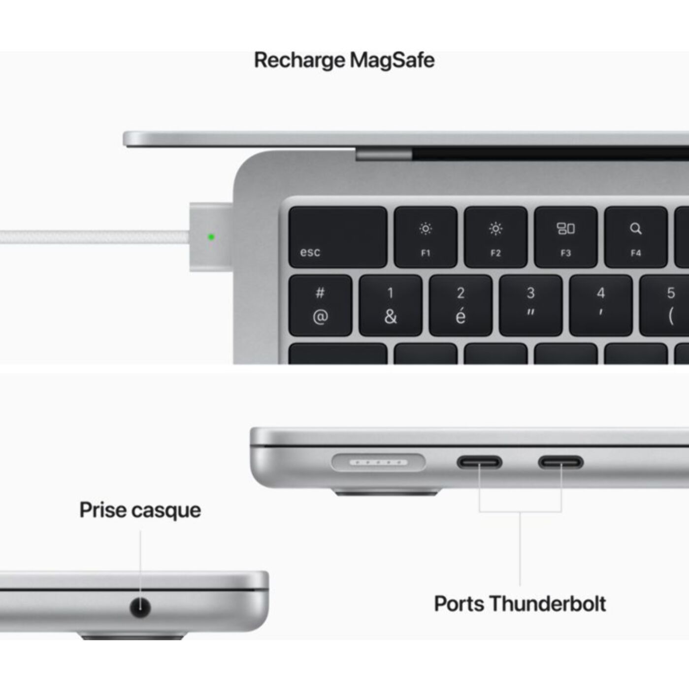 Ordinateur Apple MACBOOK Air 13' M2 8Go RAM 512Go SSD Argent