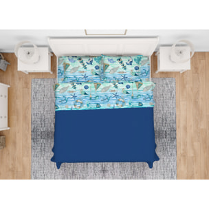 Completo Lenzuola In 100% Cotone Disegno Mare 25