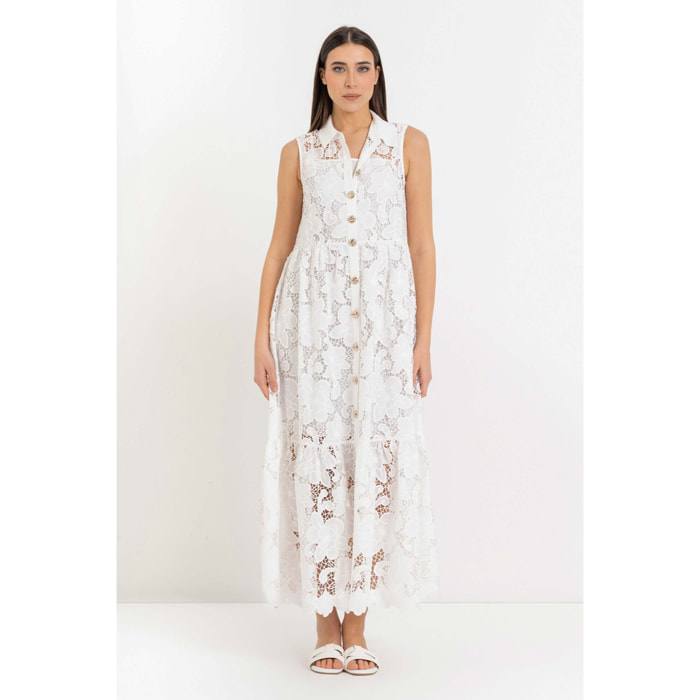 Kocca - Abito chemisier maxi in pizzo Donna