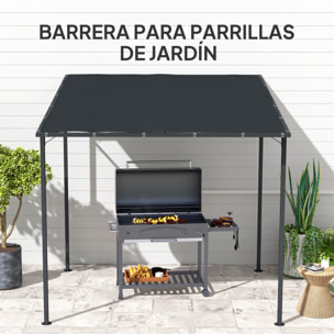 Pérgola de Pared 2,4x2,4 m Cenador de Jardín con Techo Inclinado Protección UV 30+ Impermeable y Marco de Metal para Patio Terraza Balcón Gris Oscuro