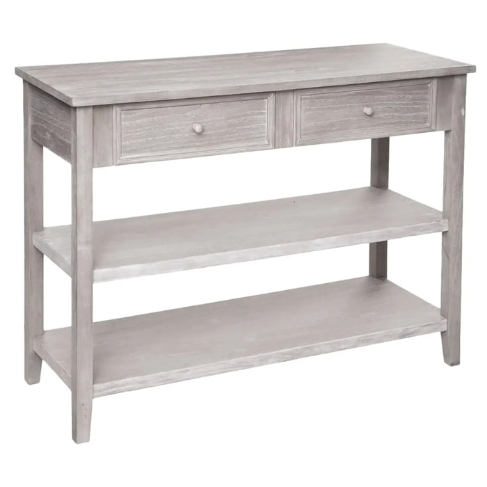 Console 2 tiroirs "Charme" bois blanchi L110cm