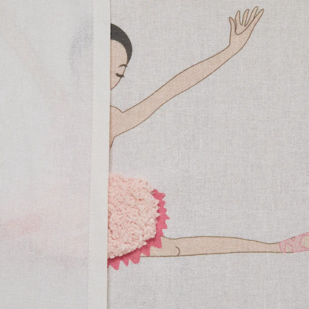 Rideau Tufy 260x140cm Blanc Imprimé Ballerines Roses