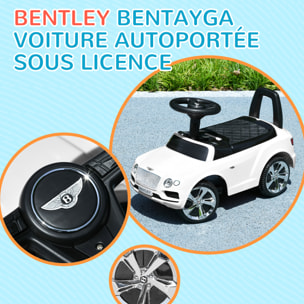 Porteur trotteur enfants voiture licence Bentley Bentayga 18-36 mois coffre - klaxon - 67 x 29 x 39 cm blanc