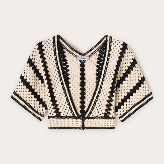 Motivi - Chal corto de punto crochet - Negro