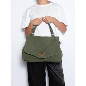 Borsa a mano da donna Made in Italy - Modello Zelia Elite - Pelle scamosciata - 37.0 x 22.0 x 15.0 cm