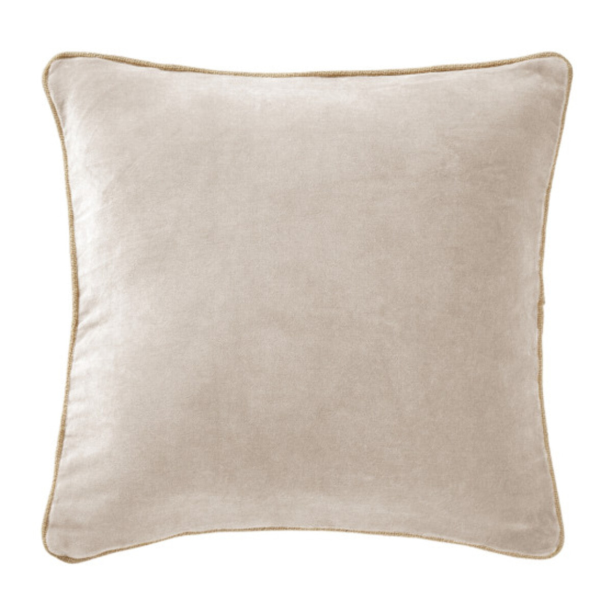 Coussin 45 x 45 cm en velours de coton et passepoil en jute - CESAR