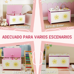 Caja de Almacenaje Juguetes, 53L, Baúl Juguetes Infantil, Organizador Juguetes con Tapa Abatible Pistón de Gas para Niños, Niñas, Libros, Ropa en Guardería, Sala de Juegos, Dormitorio, Rosa