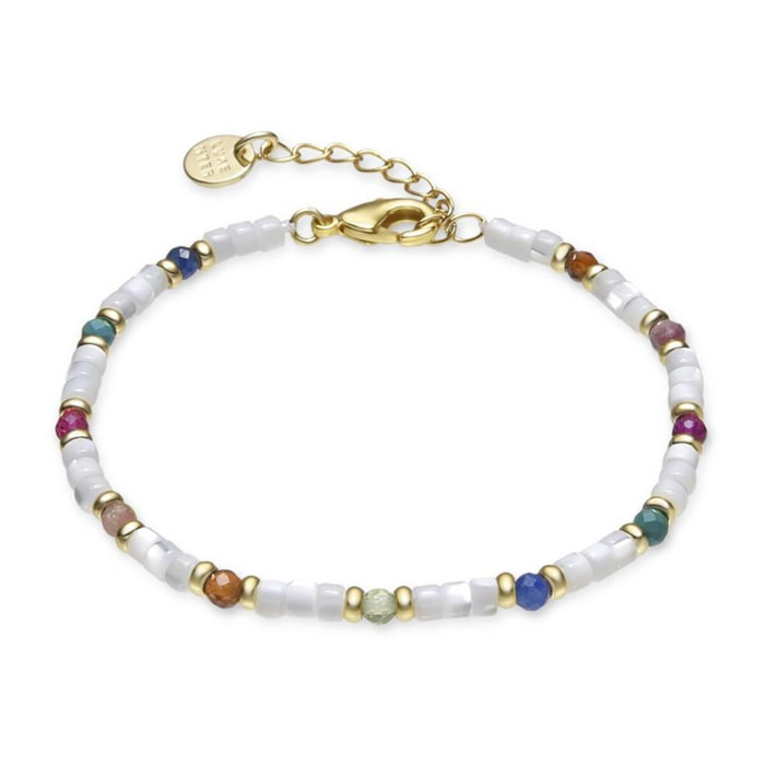 Pulsera con Madreperla Blanca acabado oro 18k