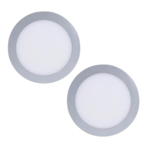 Easy Circular - 2 Downlights con LED integrado 3000K para iluminar hacia abajo ON/OFF ø22,5cm Color Gris