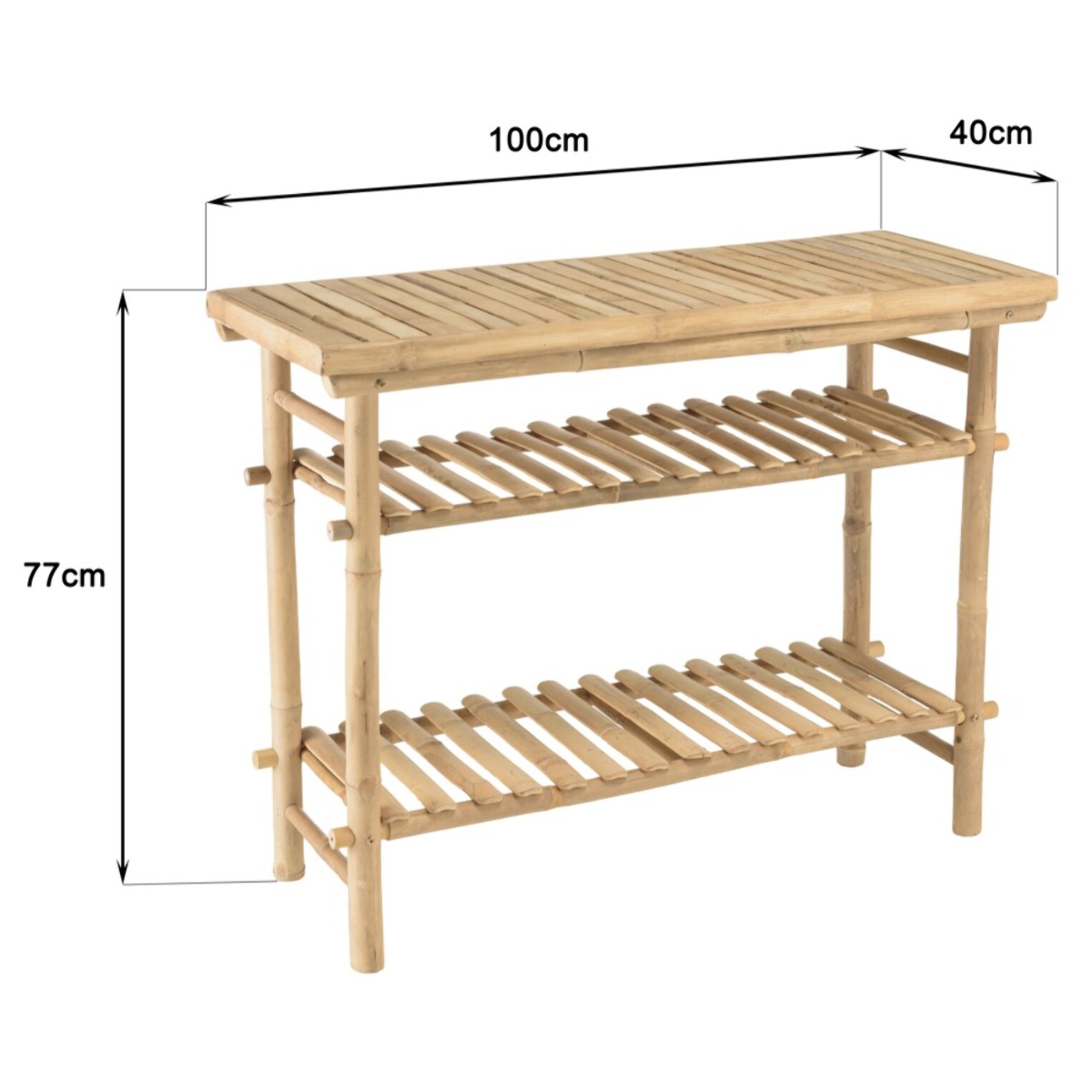 VITAL - Console en bambou avec 2 étagères 100x40cm