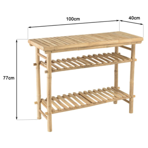 VITAL - Console en bambou avec 2 étagères 100x40cm