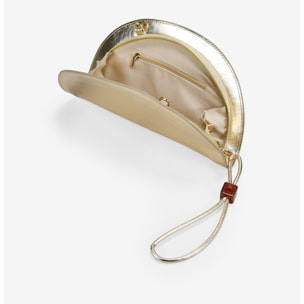 Bolso de mano dorado media luna con cremallera