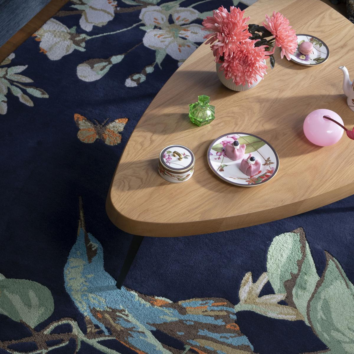 Tapis salon et chambre fait à la main en laine motif floral LUYO