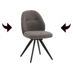 Set di 4 sedie girevoli ZENNENDAL in tessuto grigio e gambe in metallo nero