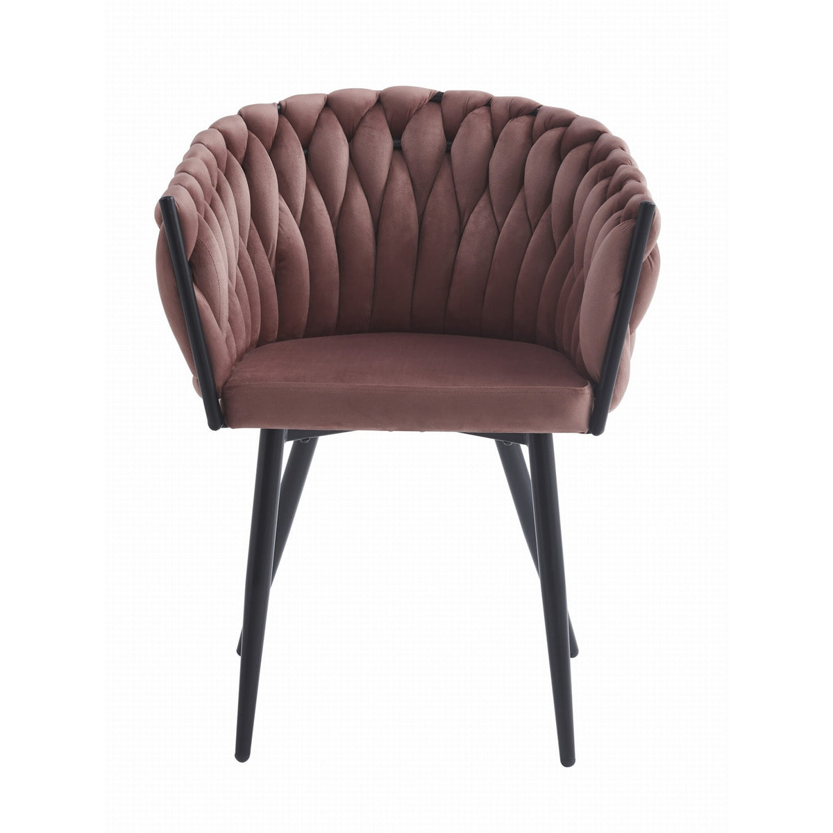 Poltroncina Orion in velluto rosa antico e gambe nere