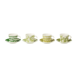 J-Line tasse + sous-tasse Coffret - céramique - vert - small - 4 pcs