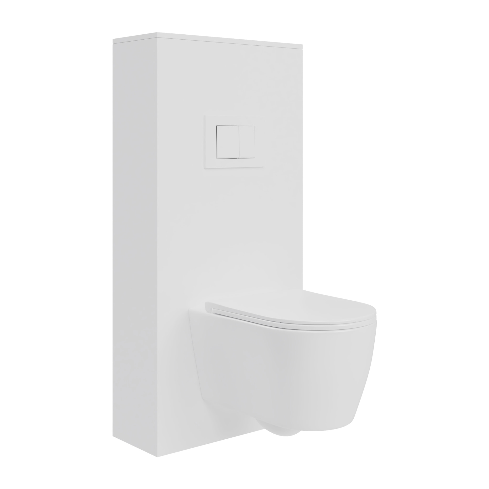 Pack Wc Suspendu + Châssis + Boîtier de Support Blanc | Toilette Blanc Mat | Bouton Blanc | Réservoir Encastré | Couvercle Amorti | Alday