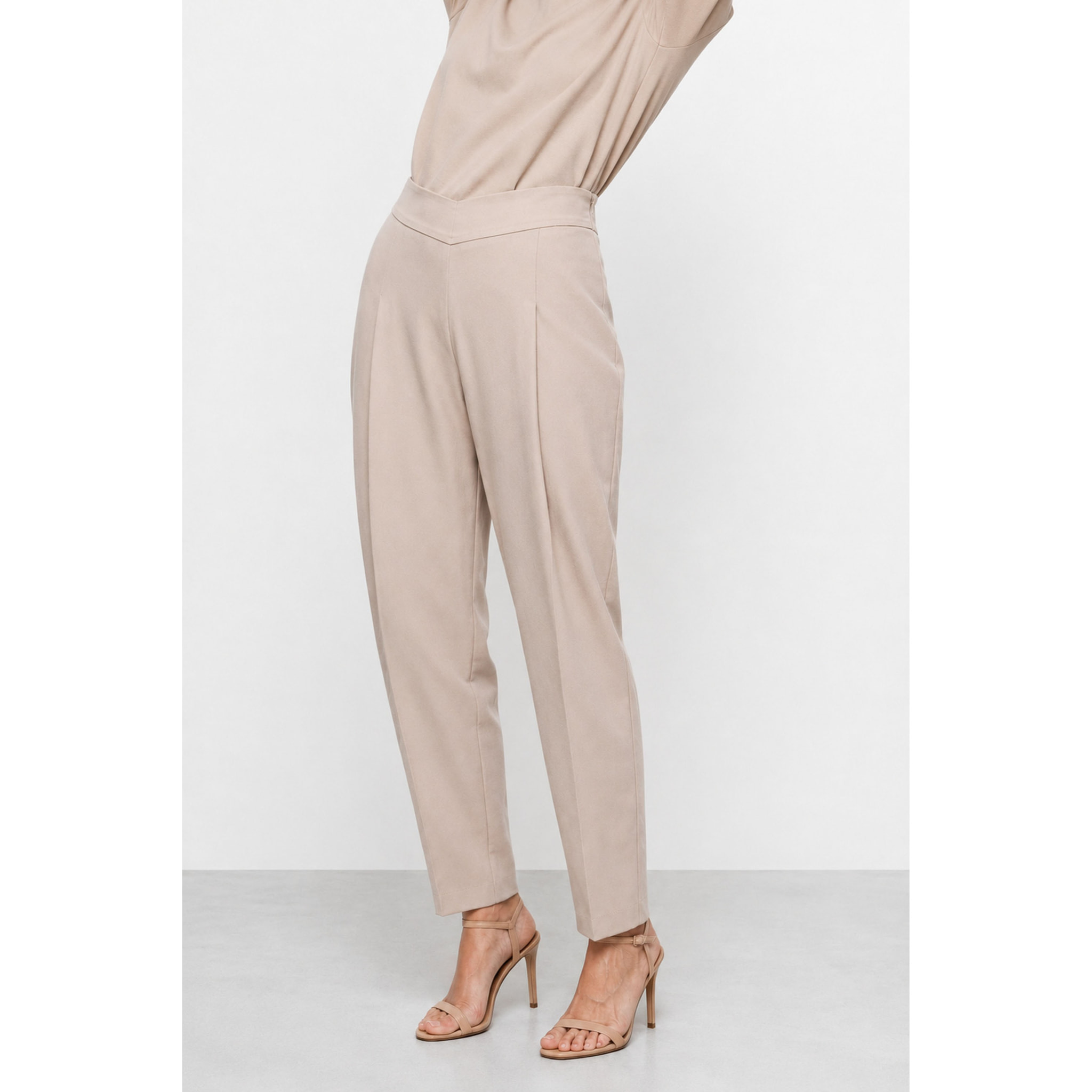 Kocca - Pantalone da donna a vita alta con pieghe in viscosa Donna