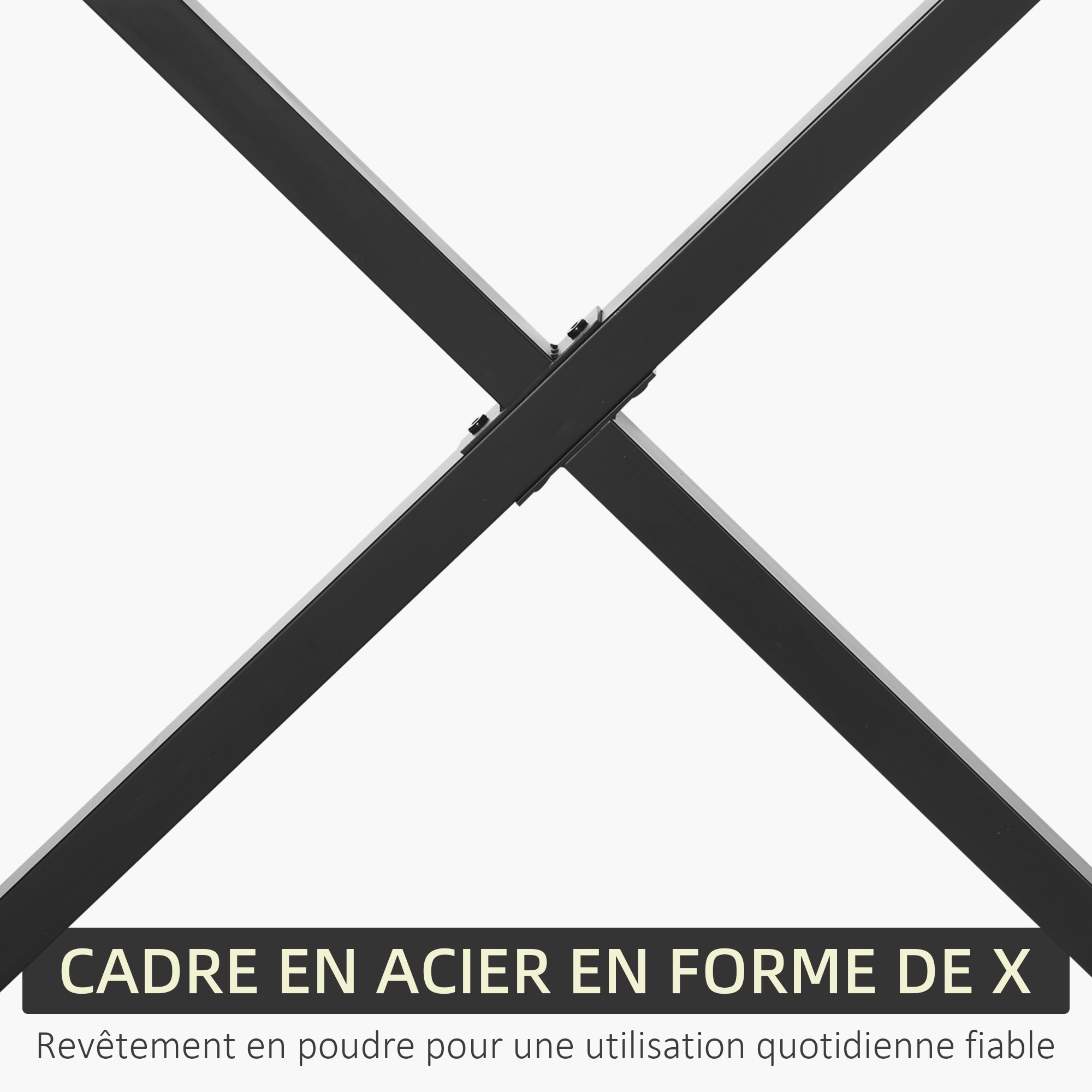Lot de 2 pieds de table design industriel en croix - piètement antidérapant - dim. 80L x 4l x 72H cm - acier époxy noir