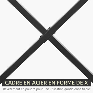 Lot de 2 pieds de table design industriel en croix - piètement antidérapant - dim. 80L x 4l x 72H cm - acier époxy noir