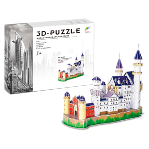 Puzzle 3D del Castello di Neuschwanstein in Germania. Ha 98 pezzi che puoi assemblare senza bisogno di attrezzi o colla. Raccomandato per bambini oltre i 3 anni.