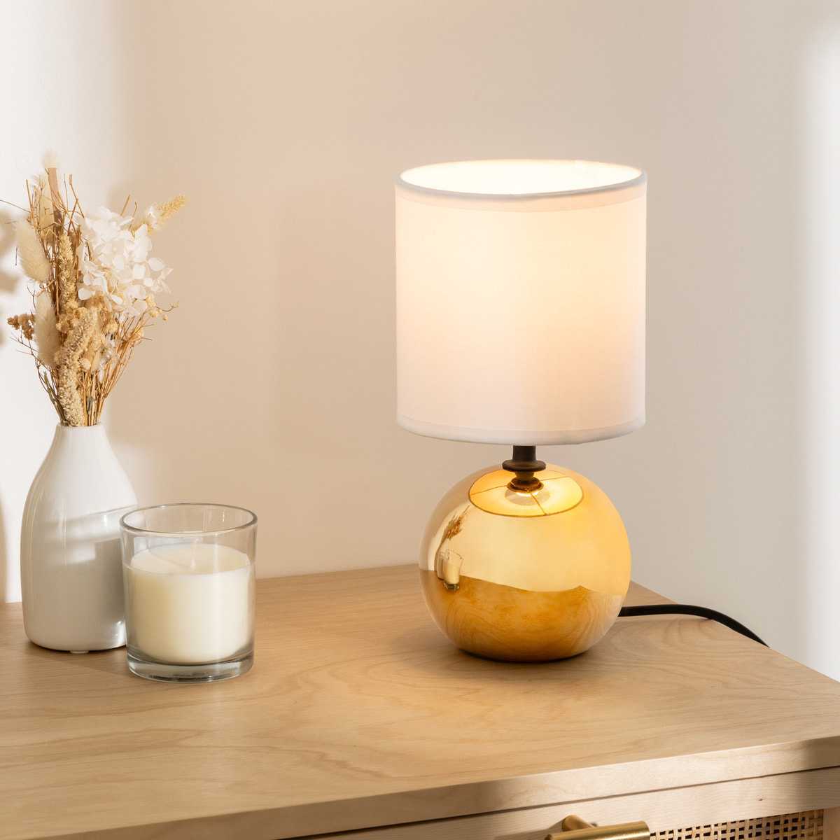 Lampe céramique "Timéo" H25cm or