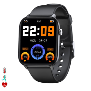 Smartwatch DM19 con pantalla de 1,8, monitor de tensión y O2. Varios modos deportivos, notificaciones de apps.