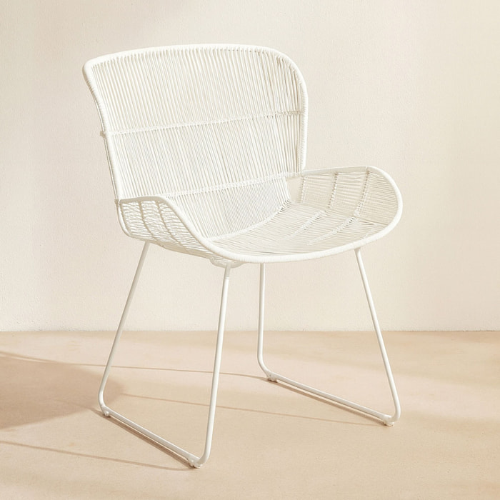 Fauteuil de table extérieur en polypropylène blanc CON DAO