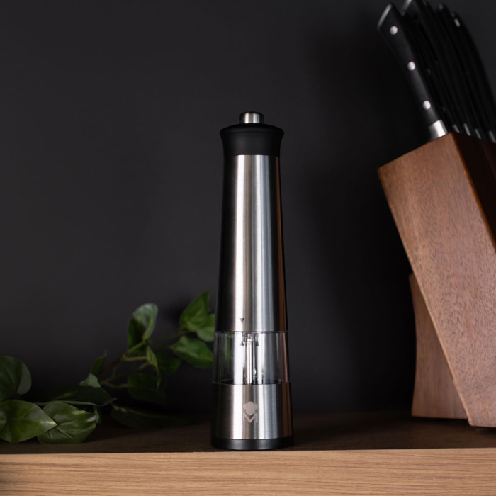 Molinillo de Pimienta eléctrico Ø5,6x22cm en Acero inoxidable FOODIES MasterPRO