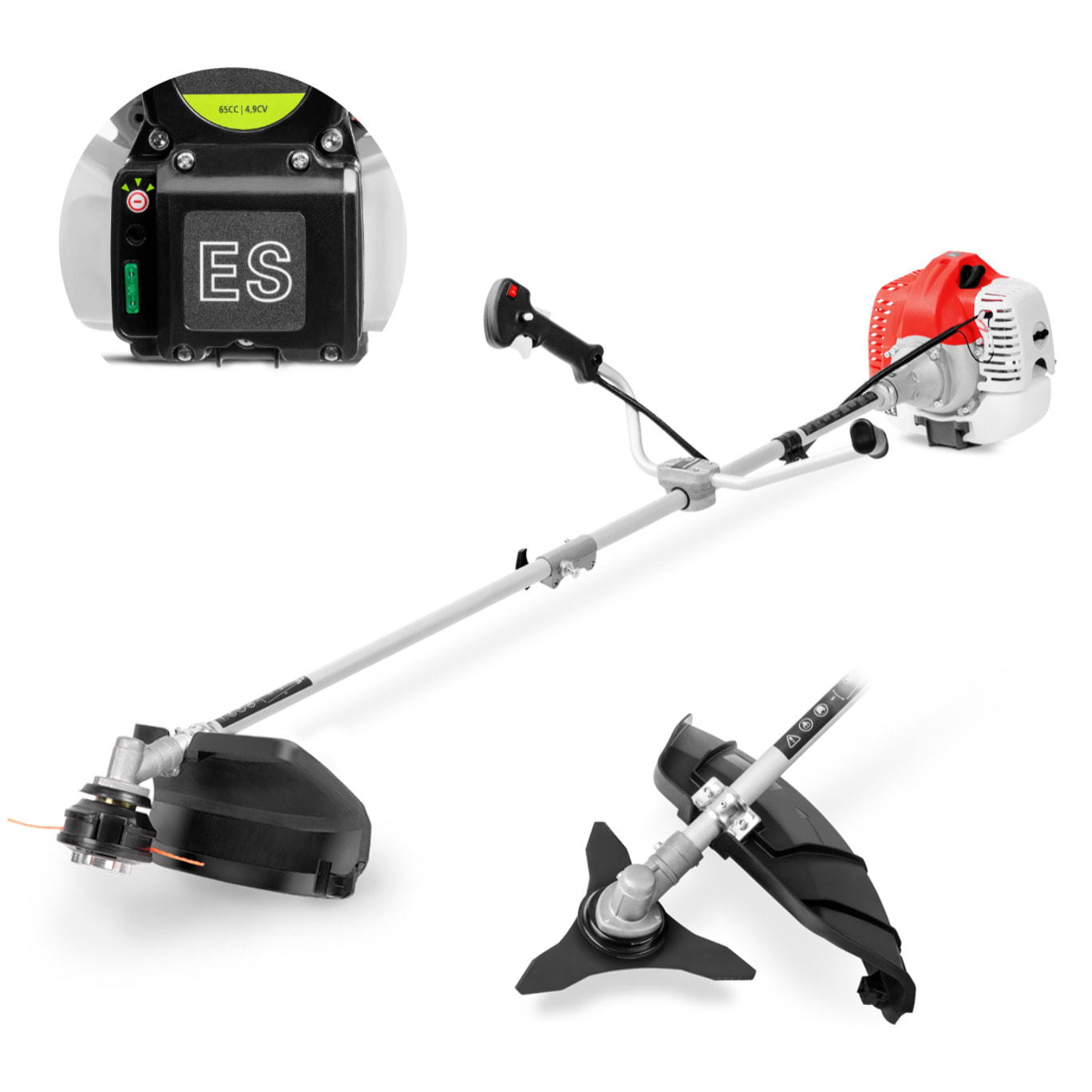 Desbrozadora de gasolina motor de 2 tiempos de 65cc y 4.9cv - Greencut GGT650XE-2