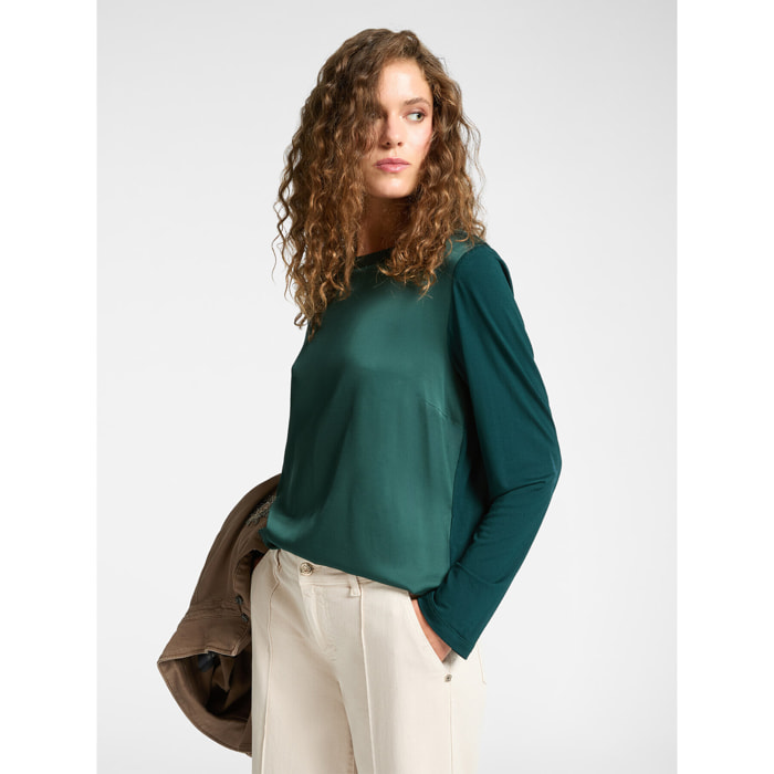 Elena Mirò - T-shirt in due tessuti - Verde