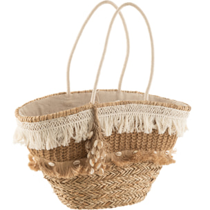 J-Line sac de plage Floches - rotin - naturel/ecru