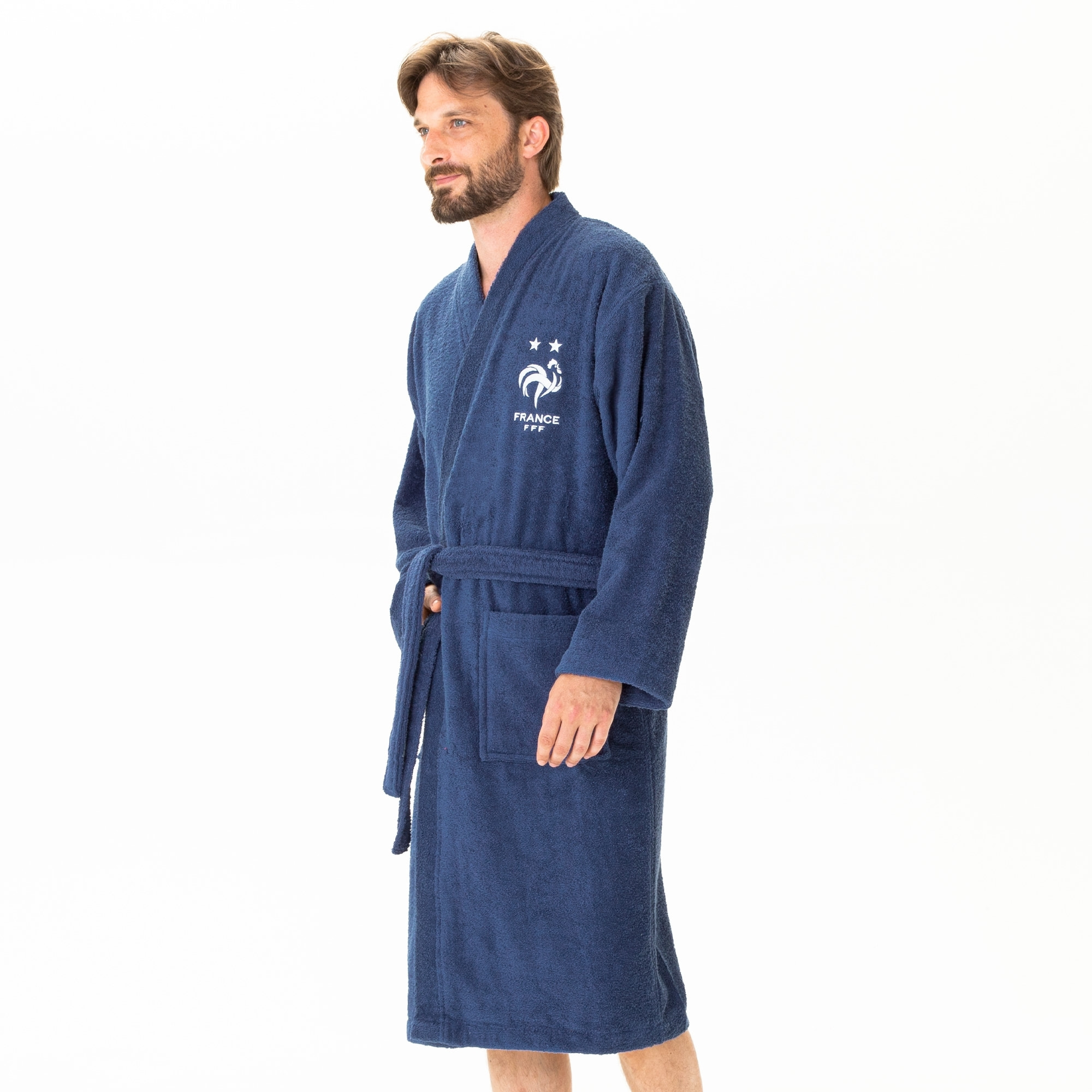 Peignoir adulte 100% coton, FFF EQUIPE DE FRANCE DEUX ETOILES