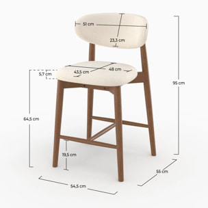 Lot de 2 chaises pour ilot central 64,5 cm en tissu beige - Yuna