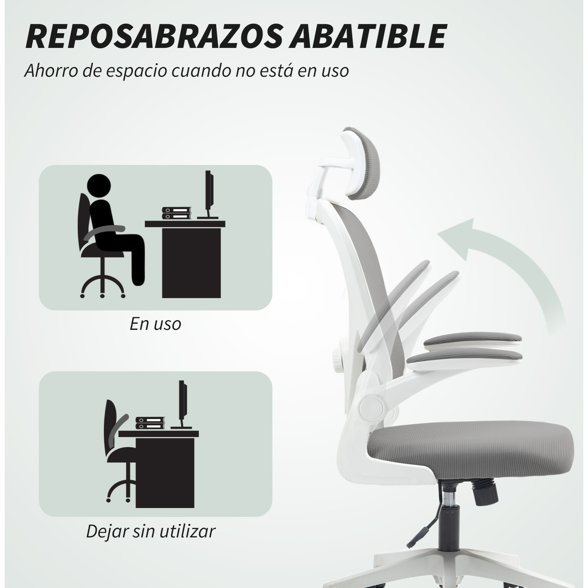 Silla de Oficina Giratoria Silla de Escritorio de Malla Transpirable con Altura Ajustable Reposacabezas y Soporte Lumbar Ajustables Silla de Despacho Basculante Carga 120 kg Gris