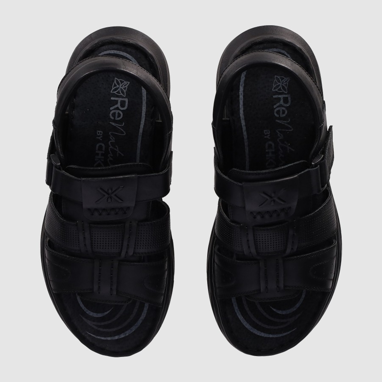 Sandalias de Piel - Negro - Tacón: 1 cm