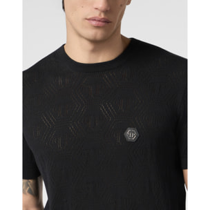 PHILIPP PLEIN Round Neck T-Shirt Openwork Monogram